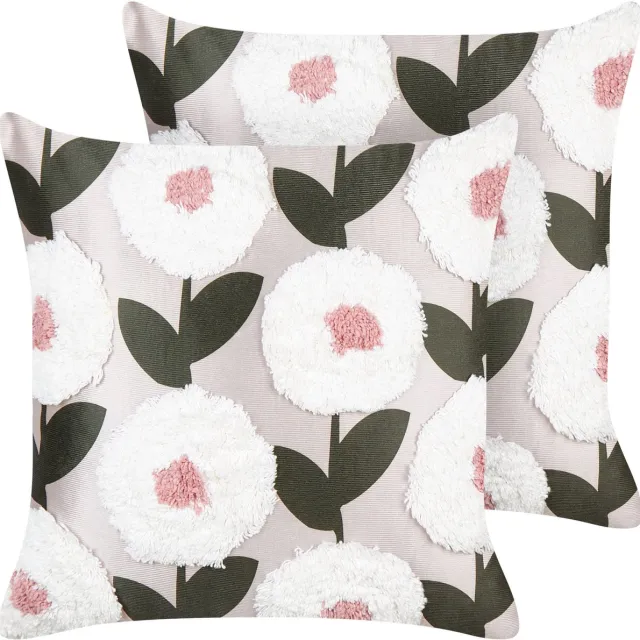 Beliani KUNRI - Sierkussen set van 2 - Roze - 45 x 45 cm - Katoen