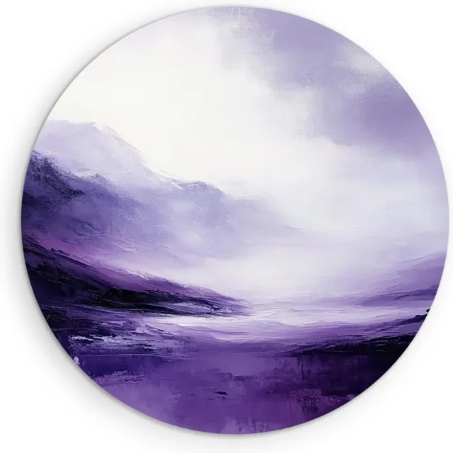 Saammp Forex Muurcirkel - Paars - minimalistische kunst - Wit - Abstracte - Ø 80 - Wandcirkel - Wanddecoratie Cirkel - Muurdecoratie Woonkamer - Kantoor Decoratie