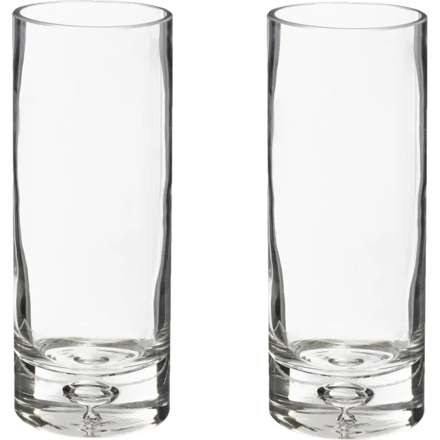 Atmosphera bloemenvaas Amiens - 2x - Cilinder model - transparant - bubbel glas - H23 x D9 cm