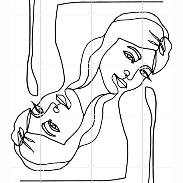 IXXI Lola, Julia Hariri - 80 x 100 cm - Grote wanddecoratie en posters - Illustraties, Minimalisme, Line art, Woonkamer, Slaapkamer, Portretten Zwart en wit / Zwart