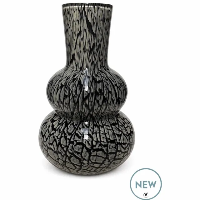 Vase The World Vaas Lindi Elite Marble | Limited edition | Zwart - Beige | Mondgeblazen glas | Ø22 x H36 cm