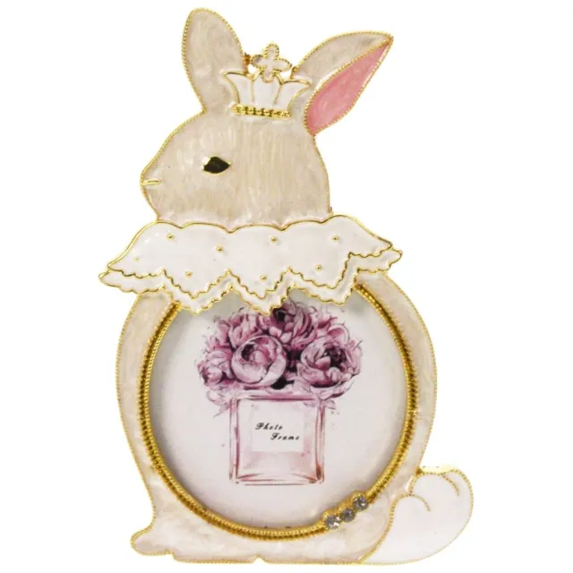 MEA Fotolijstje Konijn met Kroon – Wit/Crème – 7×1×12 cm – Decoratief & Schattig Zie foto
