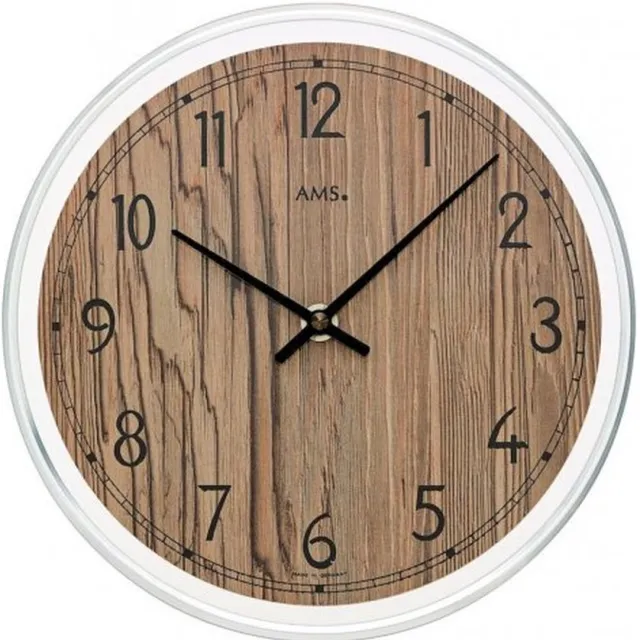 AMS 9632 Wanduhr - Serie: AMS Design / AMS Wandklok 23 cm Ø Hout • Stijlvol Ontwerp • Nauwkeurig Quartz Beweging
