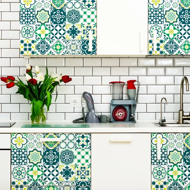 Ambiance Sticker Zelfklevende tegelmuurstickers voor keuken en badkamer - 30 tegelstickers voor meubels - 30 stickers 10x10cm Multi color