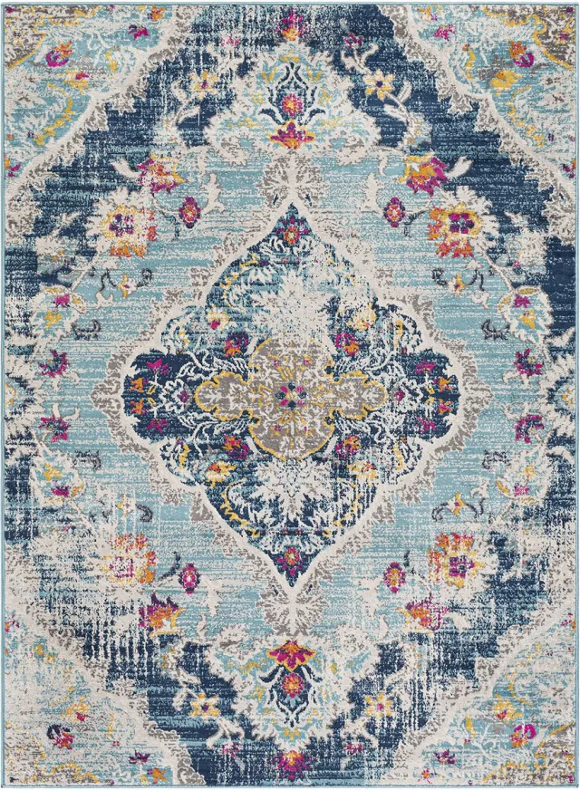 Surya Romy vloerkleed vintage oosters meerkleurig blauw