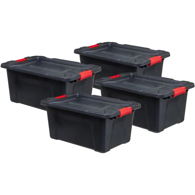 5Five® 5Five opbergbox/opbergkrat - 6x - 55 Liter - zwart - kunststof - L65 x B43 x H30 cm - stapelbaar - heavy duty opbergbak