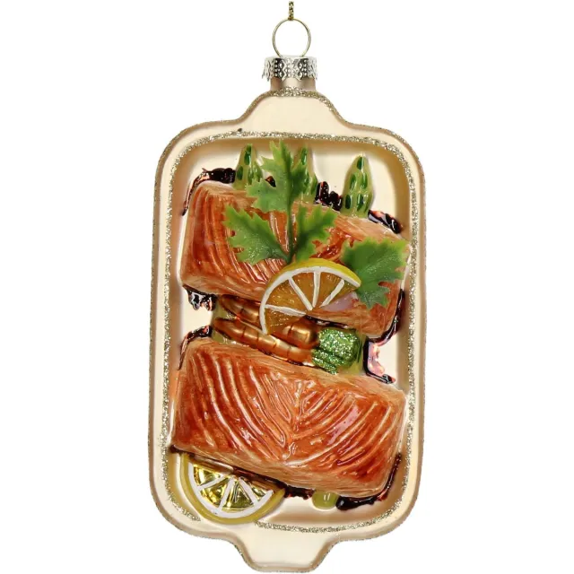 HD Collection Ornament kerstbal Zalmplaat Glas Multi 13 cm