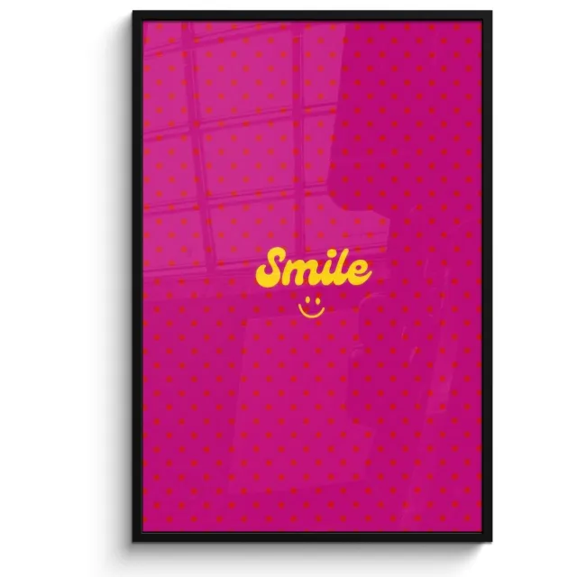 FrameYourWall Poster in lijst - Fotolijst 80x120 cm - Posters - Smile - Stippen - Roze - Posterlijst zwart - Decoratie - Wanddecoratie woonkamer - Muurdecoratie slaapkamer