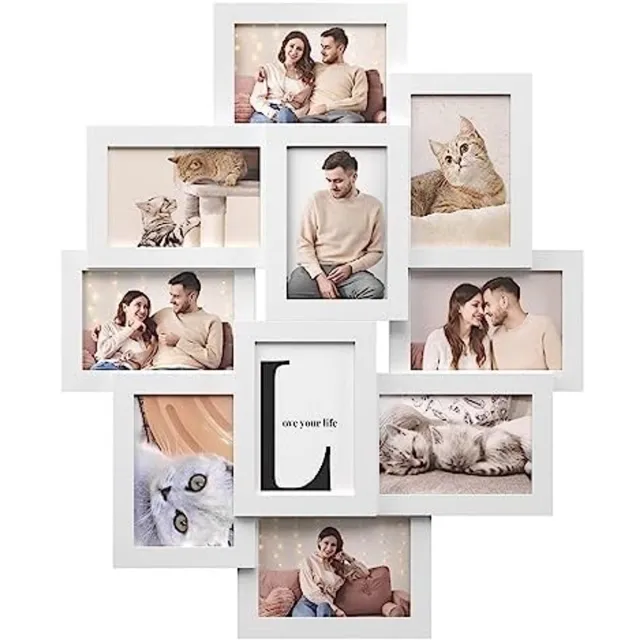 Ibenzoa Witte fotolijst met tien vakken voor persoonlijke fotocollages