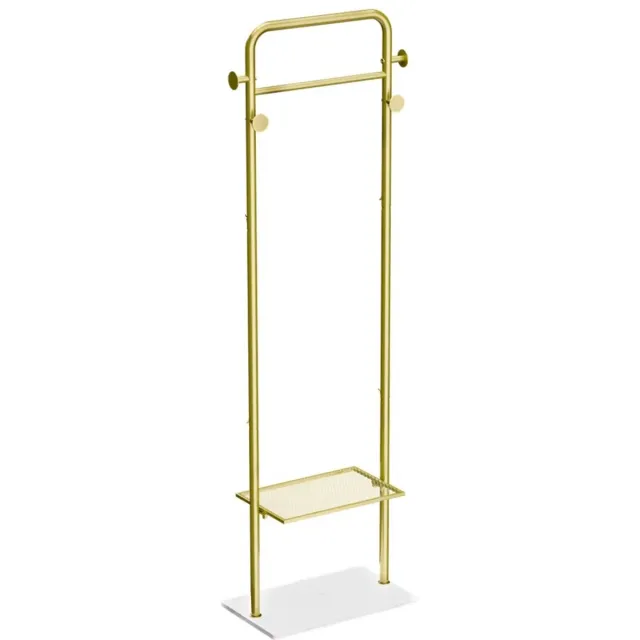 Whoopr® Staande Kapstok Goud – Metalen Kledingrek met Marmeren Voet – Heavy Duty Hoeden en Jashouder – Vrijstaande Kapstok voor Hal, Entree & Slaapkamer Wit