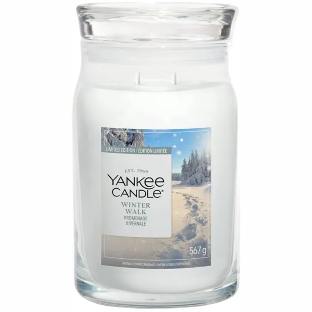 Yankee Candle Winter Walk Large Jar - tot 90 branduren Wit