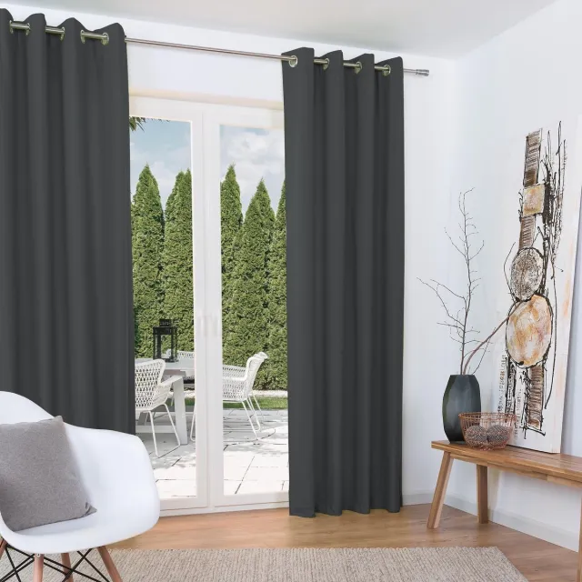 Beautissu Amelie TO - Set van 2 Isolerende Gordijnen met Ringen - Thermische Gordijnen Kant en Klaar Verduisterend 140x245cm Antraciet - Koude Bescherming & Warmte Isolerend