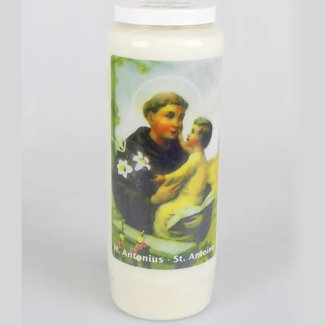 Spaas noveenkaars Heilige Antonius - 9 dagen brander Wit - H. Antonius