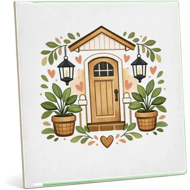 Mr Cadeautjes Tegel 20 x 20 cm - design Familie-entree met speelse botanische omlijsting | cadeau Wit