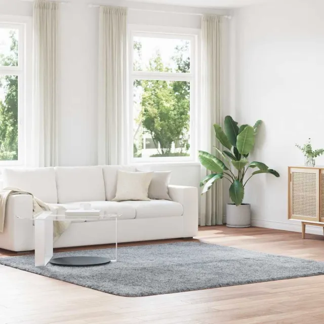 vidaXL Hoogpolig vloerkleed NAVARRA 240x240 cm polyester lichtgrijs grijs, foto 2