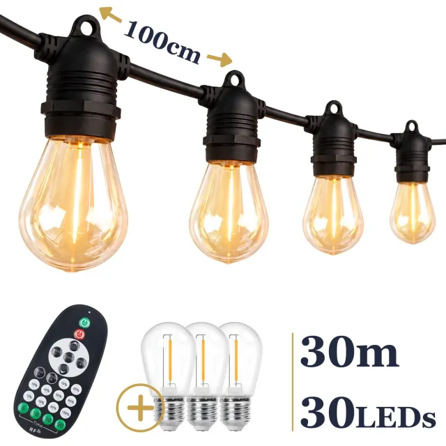 Odaily S14 Lichtsnoer 30m - 30 LEDs - IP65 Waterdicht - Warm Wit Licht - Dimbaar - Premium Kwaliteit