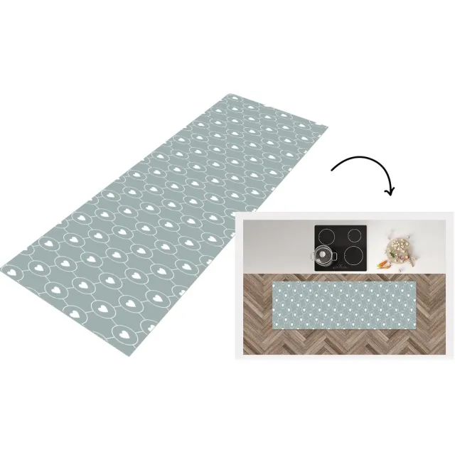 KitchenYeah Keukenloper - Loper keuken - Design - Geometrie - Patroon - Hart - Keukenloper vinyl multicolor, foto 2