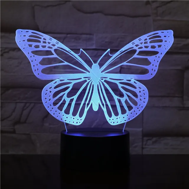 MC Living 3D Led Lamp Met Gravering - RGB 7 Kleuren - Vlinder