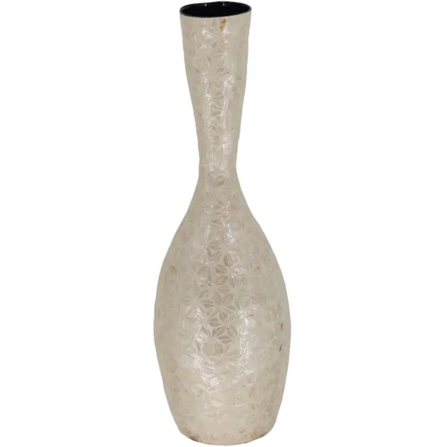 Youna Label Grote Hoge Vaas - Capiz & Bamboe - Wit - 68 cm Beige