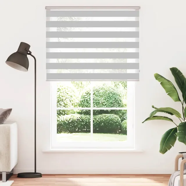 vidaXL Zebra rolgordijn 145x200 cm stofbreedte 140,9 cm lichtgrijs grijs