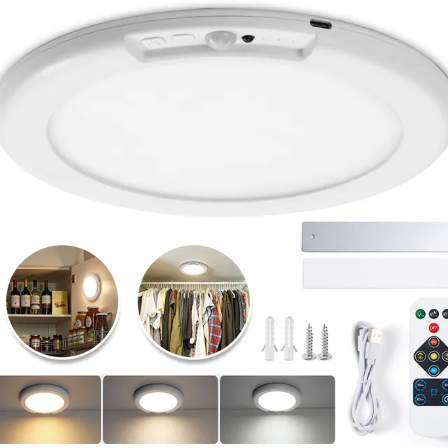 CHOOLY LED Sensor Plafondlamp Draadloos - 4000mAh Accu 3000K-6500K Instelbaar Dimbaar met Geheugenfunctie - 3 Sensormodi 15/30/60 Min Timer - Magneetbevestiging zonder Boren - Voor Donkere Ruimtes zonder Stopcontact wit