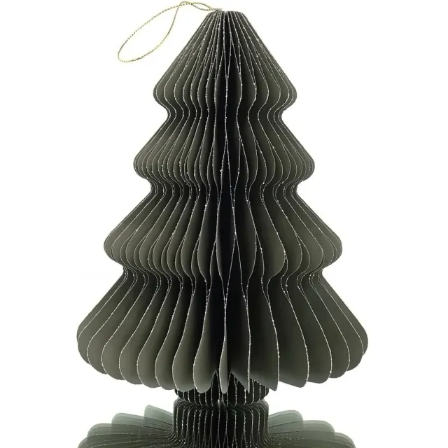 Kaemingk Kersthanger Kerstboom Grijs Glitter 20 cm - Papier