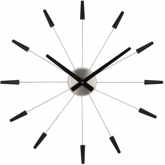 NeXtime Plug Inn – Stille Wandklok – 58 cm – Metaal – Zwart – Design