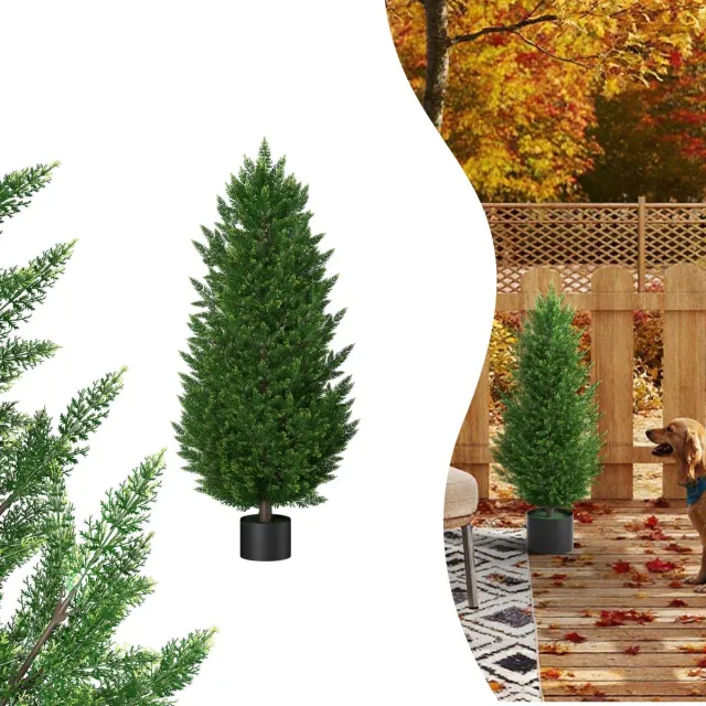LZQ 2e Kunstzeder 90cm Kunstbeukboom in Pot Cypresplant UV-bestendige Kunstplanten Zederboom Balkonplanten Kunstgroen voor Tuin, Balkon, Terras, Woonkamer, Kantoor Groente