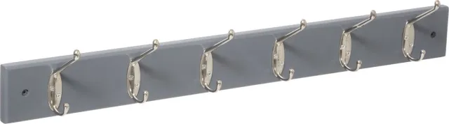 5Five® 5Five Kapstok - voor wand/muur - grijs - 6-haaks wandkapstok - MDF/ijzer - 58 x 9 cm