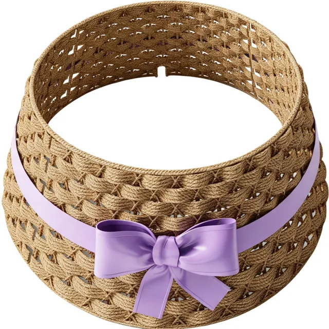 Arvioo Kerstboomrok - 4 delig - Papier touw - Natuurkleur - Met paars lint