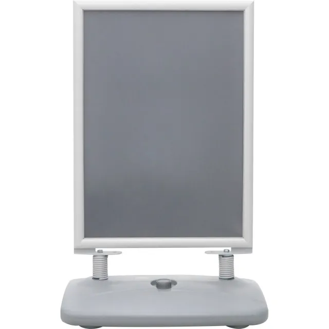 Europel Stoepbord met Swing - Kliklijst A1 formaat - 59,4 x 84 cm - 35 mm frame - Dubbelzijdige presentatie - Waterbestendig - Met wieltjes en te vullen met zand/water Zilver