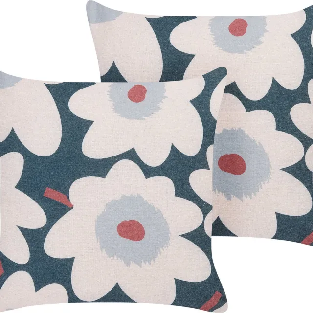 Beliani SESBANIA - Sierkussen set van 2 - Multicolor - 45 x 45 cm - Polyester Meerkleurig