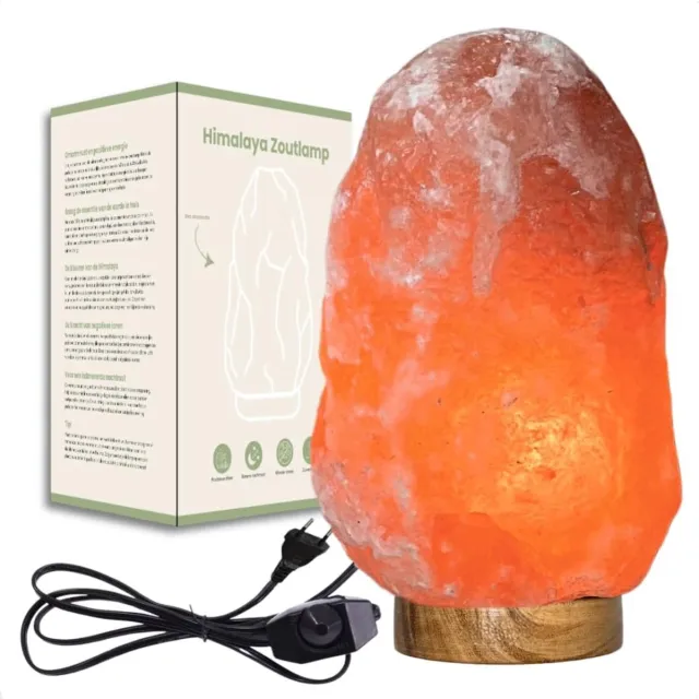 AMA Zoutlamp - Zoutsteenlamp - Nachtlampje - Handgemaakt - 2 KG - 12x12x17cm - Oranje/Roze
