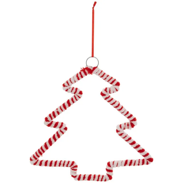 Feeric lights & Christmas Suspension de sapin sucre d'orge en textile H. 21 cm Rouge