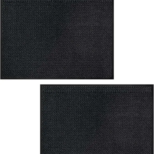Benson Deurmat - 2x - anti slip - kunststof - antraciet - 80 x 120 cm - voor binnen - schoonloopmat