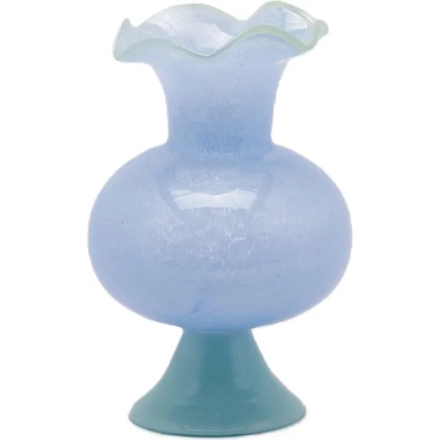 EDG Vaas- Glas - blauw - D17,5 x H25 cm - Opening 2 cm