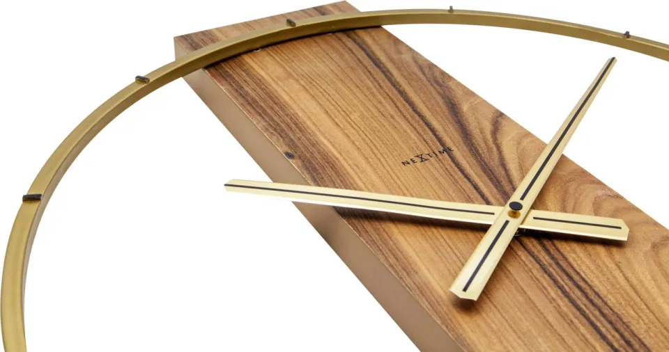 NeXtime Wandklok - 50,8 x 58,2 x 4,3 cm - Hout/Staal bruin, foto 7