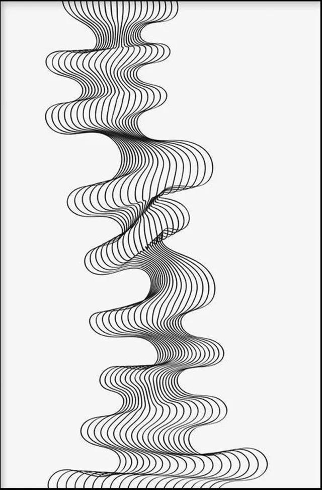 Walljar Abstract Line Art III - Zwart wit poster Multi
