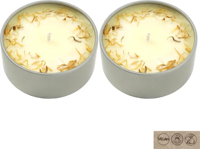 Mia Box Geurkaars Kalmerend - 2 x 160 g - Handgemaakt - 3 Essentiele Olien - Mandarijn Cipres en Sandelhout Olie - Vegan wit