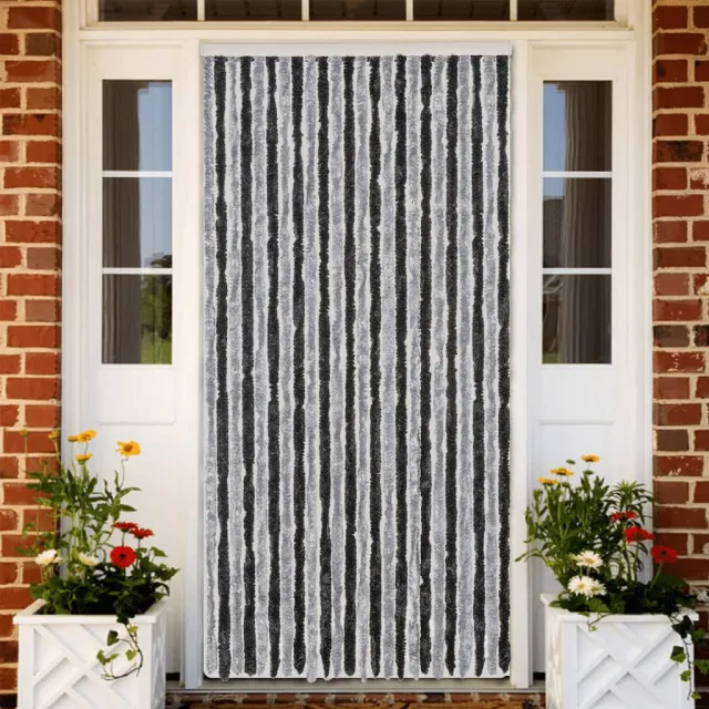 vidaXL Vliegengordijn 100x220 cm chenille grijs en zwart