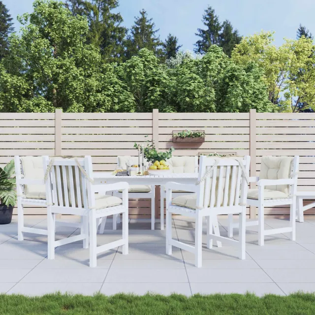 vidaXL Stoelkussens 6 st lage rug 100x50x7 cm stof gemêleerd crème