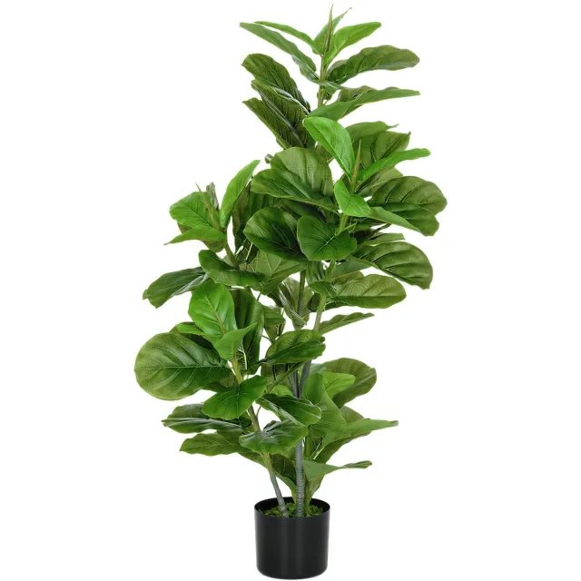 Homcom Kunstplant - Kunstficus - Kunstboom met Pot - Groen