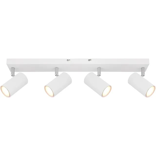 Globo Plafondspot Plafondlamp Spot 4 vlammen wit woonkamer met draaibare spots, metaal, 4x GU10, LxBxH 56x6x12