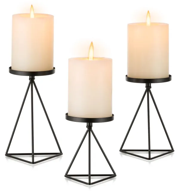 My Ninki ® Klassieke Zwarte Geometrische Kandelaar Set voor Tafeldecoratie en Feestelijke Gebeurtenissen