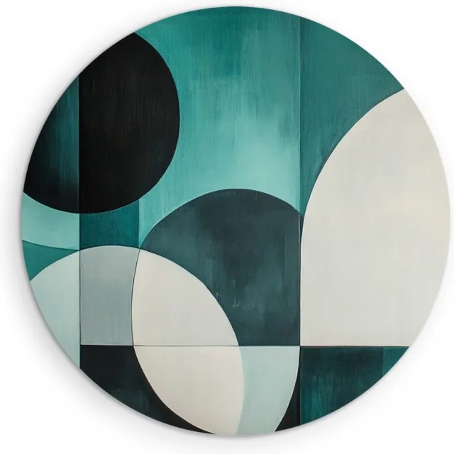 Saammp Muurcirkel Hout - blauw cirkelvormig - Abstract kunstwerk - Ø 70 - Wandcirkel - Wanddecoratie Cirkel - Muurdecoratie Woonkamer - Slaapkamer decoratie - Rond Schilderij