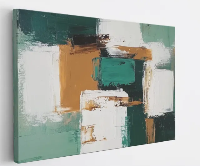 Saammp Canvas Schilderij - Patroon - Groen - Abstract - 70x50 - Foto op canvas - Wanddecoratie - Muurdecoratie Woonkamer - Slaapkamer decoratie - Canvas Print Multicolor