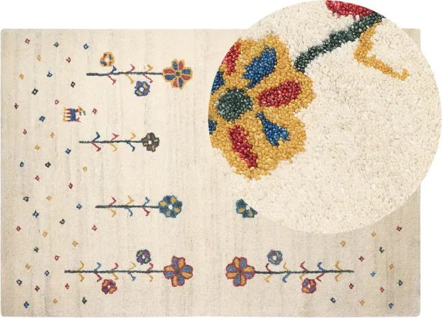 Beliani HUSUNLU - Modern vloerkleed - Beige - 140 x 200 cm - Wol
