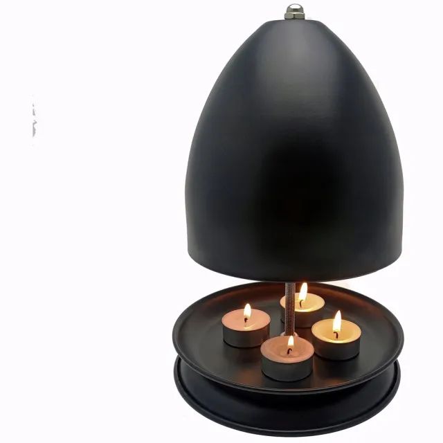 ITIMPORT Metalische Theelicht Kaarsverwarmer - Zwart
