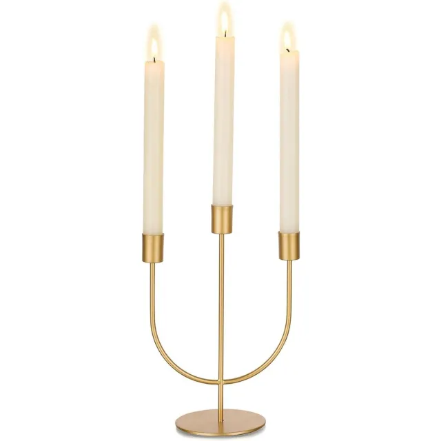 ONVAYA Kandelaar 3-armig goud metaal voor bruiloft - kandelaar decoratieve staafkaarsenhouder kandelaar voor staafkaarsen voor woonkamer decoratie modern