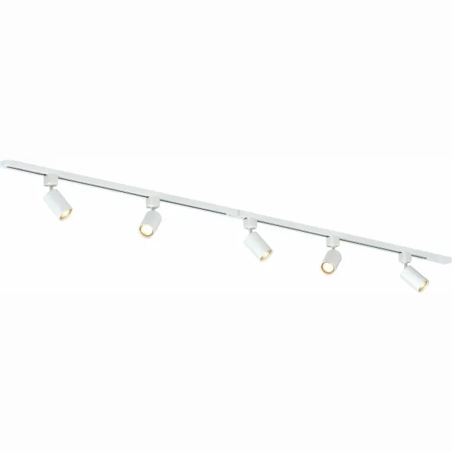 BRAYTRON 1-Mono Fase Railverlichting - GU10 Fitting – 200cm – I-vorm - 5 spots - Railsysteem– Wit